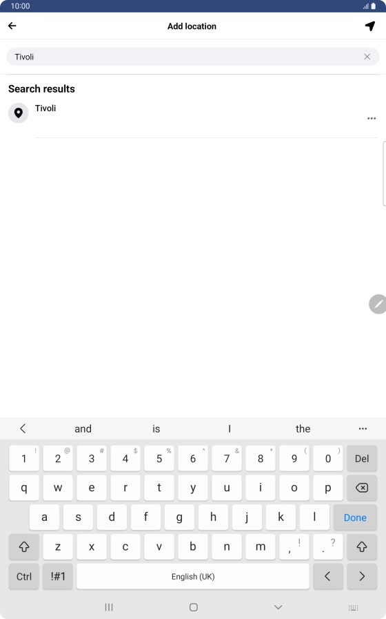 Press the required location.