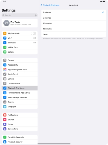 Press the required setting. Press the required setting.