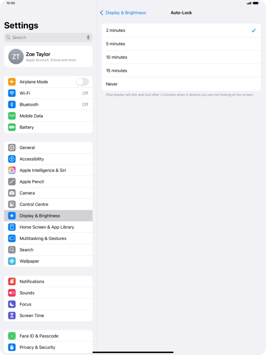 Press the required setting. Press the required setting.