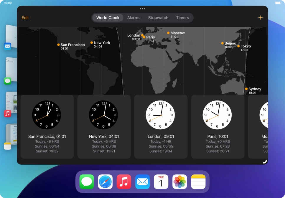 The active application is displayed at the centre of the screen.