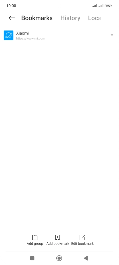 Press the required bookmark.