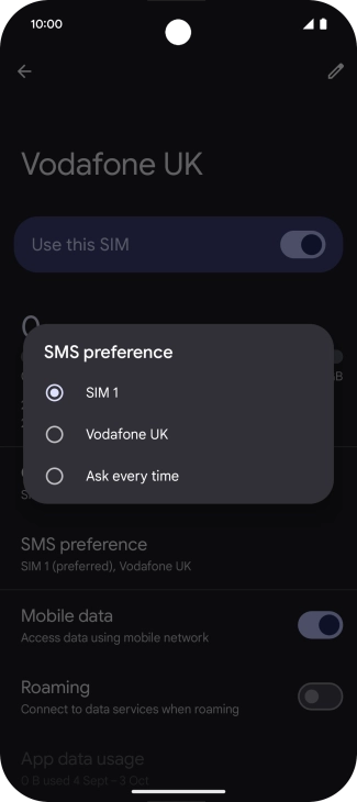 Press the required SIM.