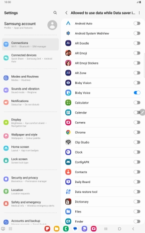 Press the indicators next to the required apps to turn the function on or off. Press the indicators next to the required apps to turn the function on or off.