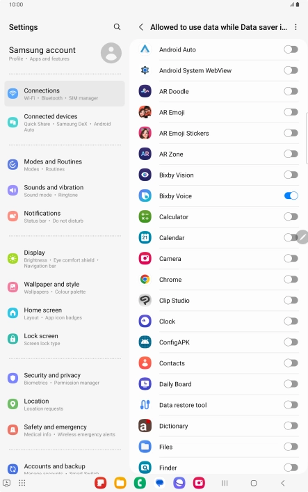 Press the indicators next to the required apps to turn the function on or off. Press the indicators next to the required apps to turn the function on or off.