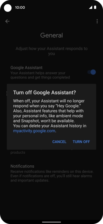 If you turn off the function, press TURN OFF.