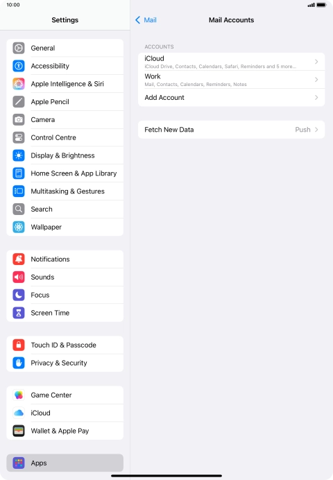 Press the required email account.