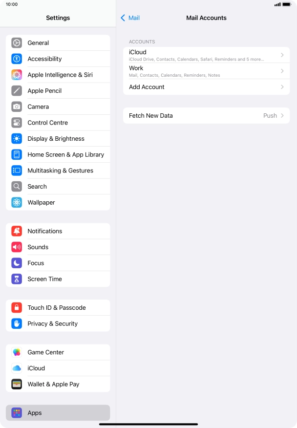 Press the required email account.