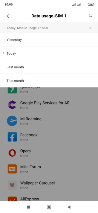 Press the required setting.