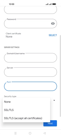 Press the required setting.