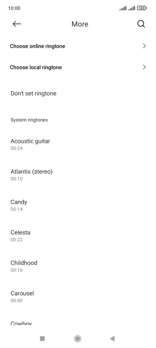 Press Choose local ringtone and go to the required folder. Press Choose local ringtone and go to the required folder.