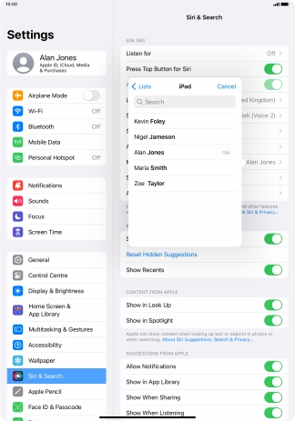 Press the required contact.