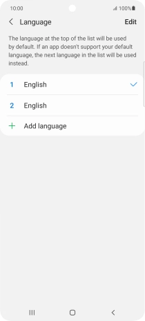 To subsequently select another language as the default language, press the required language.