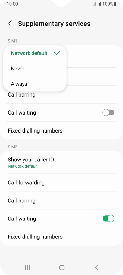 Press Always to turn on caller identification.