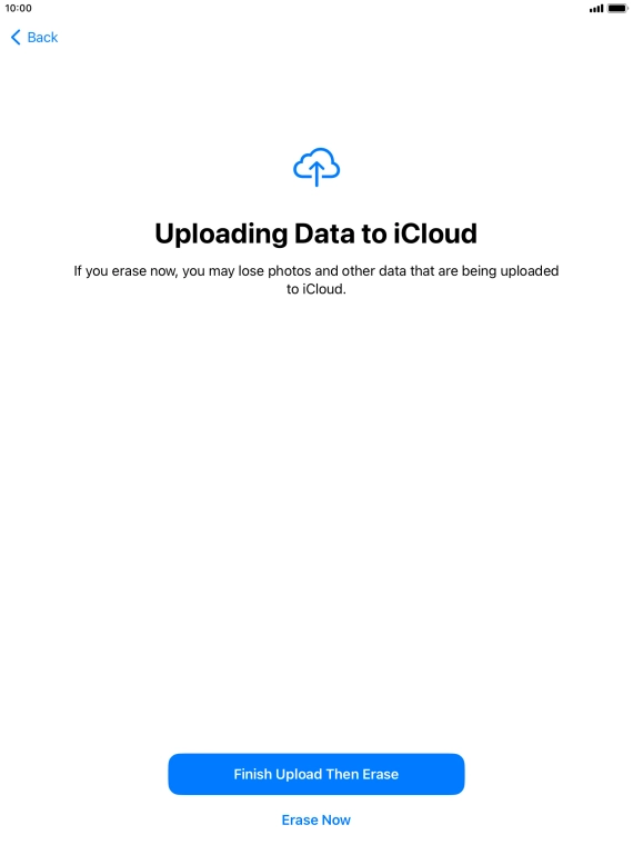 Press the required setting.