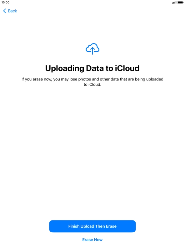 Press the required setting.