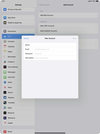 Press Email and key in your email address.
