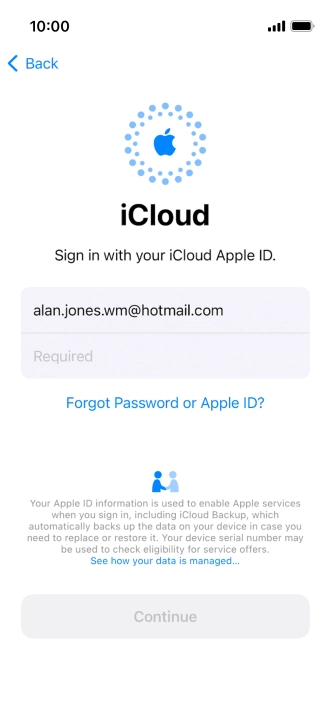 Press Required and key in the password for your Apple ID.