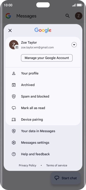 Press Messages settings.