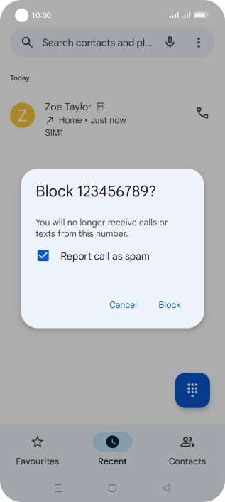 To report the number as spam, press the field next to 