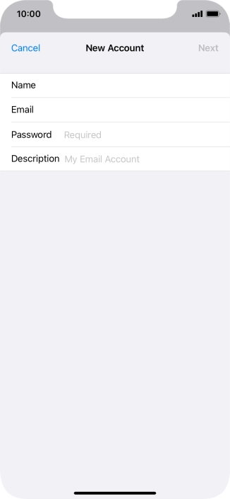 Press Password and key in the password for your email account.