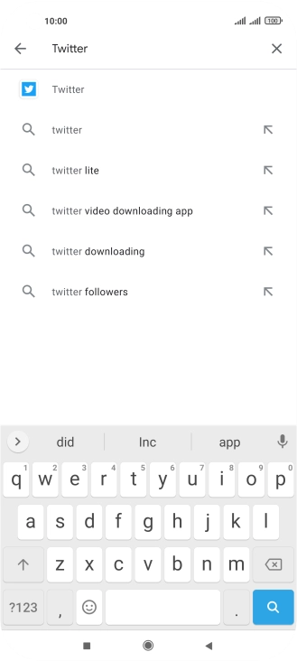 Key in Twitter and press the search icon.