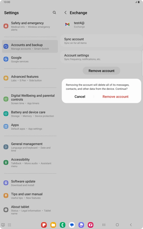 Press Remove account.