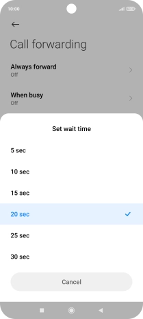 If you divert missed calls, you need to select a delay for the divert. Press the required delay and follow the instructions on the screen to select a delay for the divert.