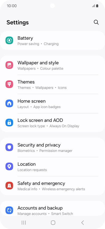 Press Security and privacy.