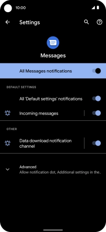 Press the indicator next to 
