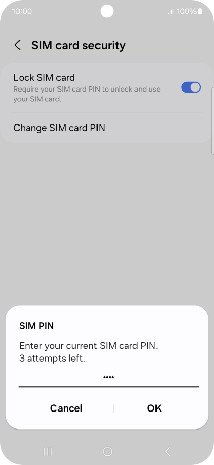 Key in your current PIN and press OK. Key in your current PIN and press OK.