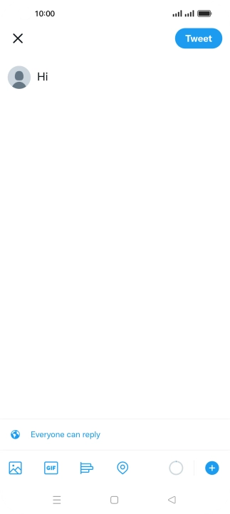 Write the required text and press Tweet.