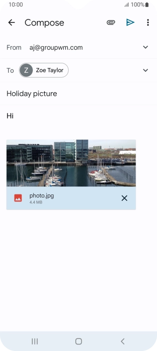 Press the send icon when you've finished your email message.