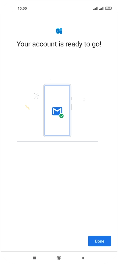 If this screen is displayed, your email account has been recognised and is being set up automatically. Follow the instructions on the screen to key in more information and finish setting up your phone.