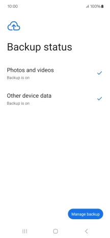 Press Manage backup.