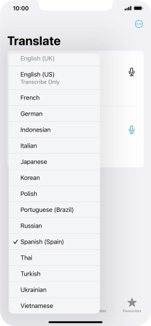 Press the required target language.
