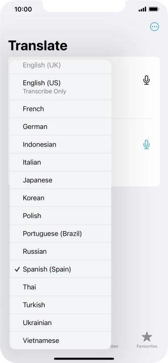 Press the required target language.