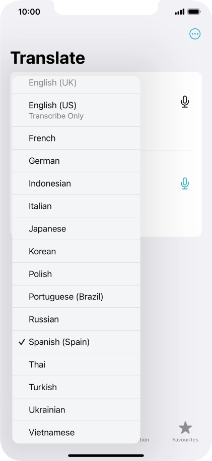 Press the required target language.