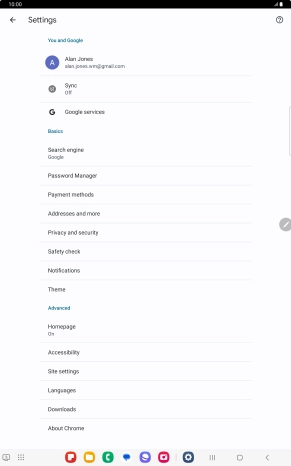 Press Privacy and security.