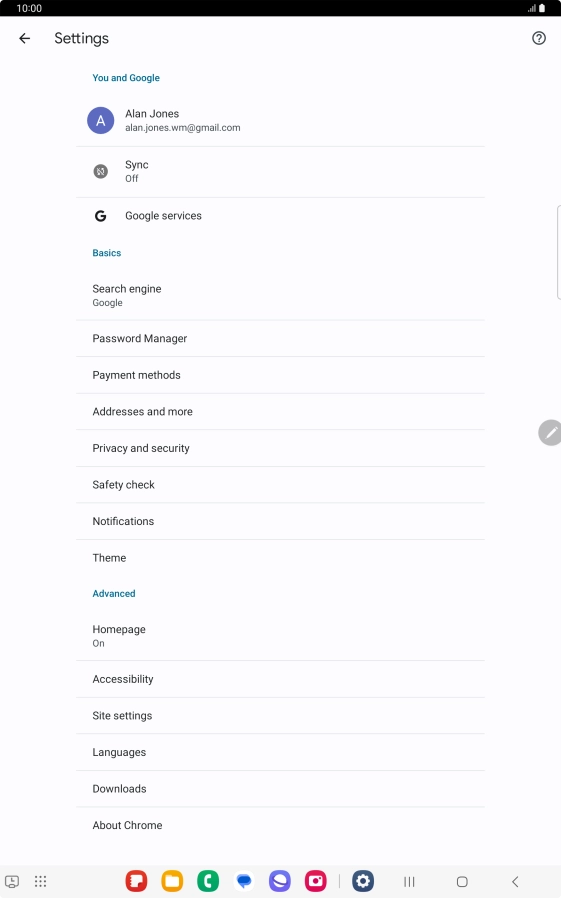 Press Privacy and security.