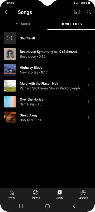 Press the required audio file.