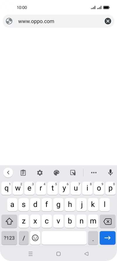 Key in the address of the required web page and press arrow right.