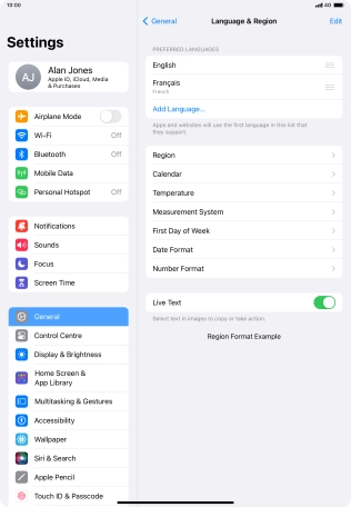 To subsequently select another language as the default language, press the move icon next to the required language and drag it to the top of the list.