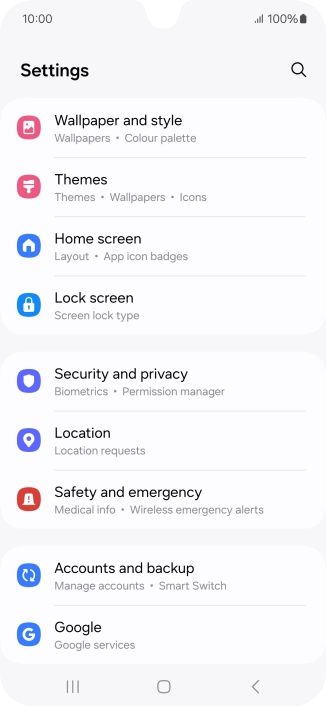 Press Security and privacy.