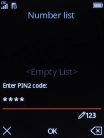 Key in the PIN2 and press the Navigation key. The default PIN2 is 1111.