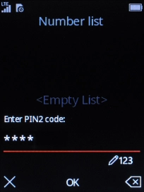 Key in the PIN2 and press the Navigation key. The default PIN2 is 1111.