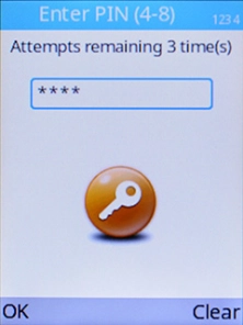 Key in your current PIN and press the Left selection key. Key in your current PIN and press the Left selection key.