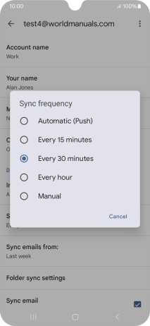 Press the required setting.
