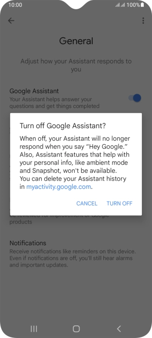 If you turn off the function, press TURN OFF.