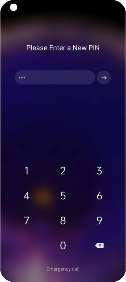 Key in a new four-digit PIN and press arrow right.