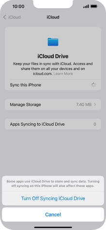If you turn off the function, press Turn Off Syncing iCloud Drive. If you turn off the function, press Turn Off Syncing iCloud Drive.